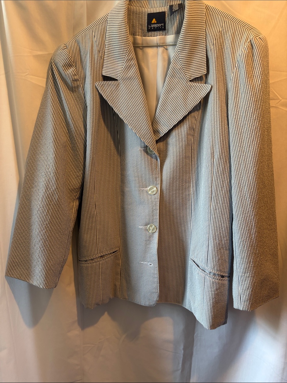 Lizsport Blue and White Pinstripe Blazer Jacket
